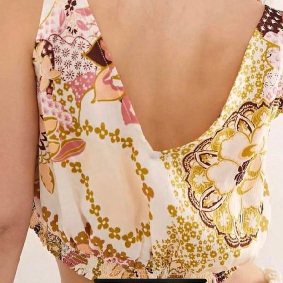 Free people floral print multicolor crop tank top XS - Picture 2 of 2